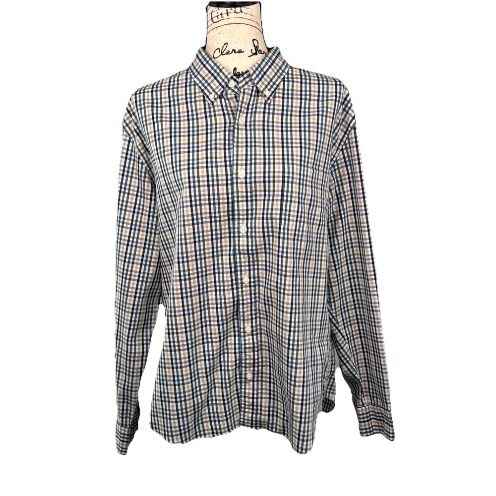 J Crew Shirt Men XL Plaid Slim Untucked Performance Button Down Classic Casual